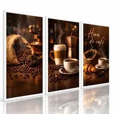 Kit Quadros Decorativos Hora do Café 3 Peças