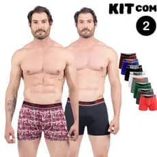 KIT com 2 Cuecas Boxer Masculina Plus Size cueca Box Extra Grande Cueca lisa Coeca Box Multimarcas