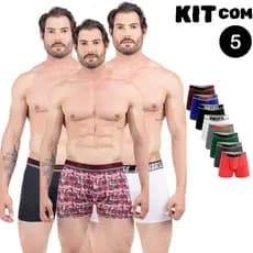 KIT 5 Cuecas Boxer Microfibra Up Horse Cueca Box Coeca Confortável MULTIMARCAS