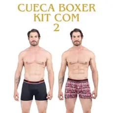 Kit 2 Cuecas Boxer Masculina Plus Size Extra Grande Lisa E Estampada Confortável
