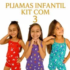 Kit 03 Pijamas Infantil Menina Baby Doll Estampado Confortável Para Criança