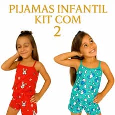Kit 02 Pijamas Infantil Menina Baby Doll Estampado Confortável Para Criança
