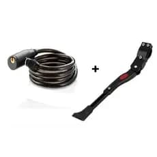 Kit Peças Acessórios Bike Cadeado Tranca trava + Descanso pezinho Lateral bicicleta promoção