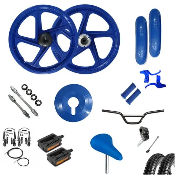 Roda Bike Par Aro 16 Nylon kit acessorios + Pneus + Selim + Pedal + Freios + Guidao