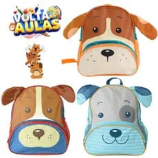 Mochila Infantil Escolar Criança Com Alças Ajustável Meninas Meninos Original Premium- Cachorro Laranja, Azul E Vermelha