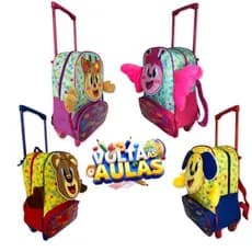 Mochila Infantil Escolar de Rodinha Personagens Ursinho Rena Cachorro Menina Menino Crianca Recreio Volta Aulas Original