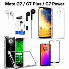 Kit Capinha Transparente TPU + Película 3D + Fone de Ouvido Para Moto G7/ G7 Plus/G7 Play/G7 Power
