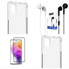 Kit Capinha transparente para Samsung Galaxy M21S/M31 + película de vidro 3D + Fone de Ouvido