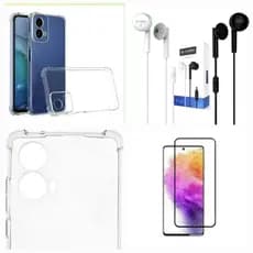 Kit Capinha Transparente TPU + Película 3D + Fone de Ouvido Para Moto G35