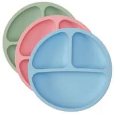 Pratinho De Bebê Em Silicone C/ 3 Divisórias E Ventosas Buba Baby
