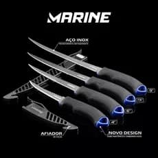 kit Faca Fileteira Marine Fillet Knife New Design 2024 C/ os 4 tamanhos