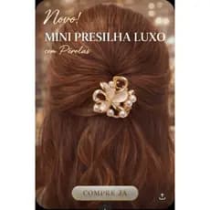 Mini presilha de cabelo Rose Gold com pérolas