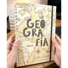 Caderno personalizado de Geografia com 400 páginas 10 matérias Universitário ou A5