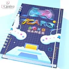 Caderno Personalizado com o nome tema Gamer com 400 PÁGINAS - nos Tamanho Universitário ou A5