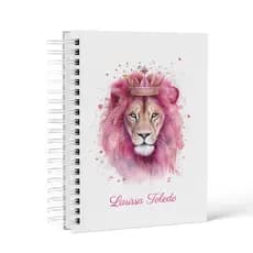 D´criative Personalizados Caderno Personalizado A5 – Leão com Coroa Rosa | Nome na Capa