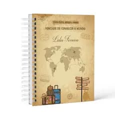 Caderno de Viagens Personalizado com Nome | Diário de Bordo e Planejamento | Tamanho Universitário
