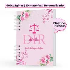 Caderno Universitário com 400 páginas e tema direito - Quase do tamanho do caderno A4.