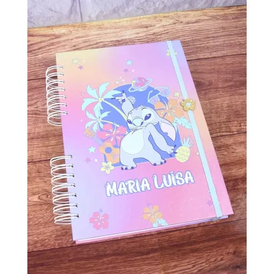 Caderno Personalizado Escolar Universitário Capa Dura holográfica 10 Matérias 200 Folhas