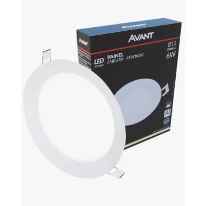 Painel Luminária de Embutir LED avantRedondo 4000K 6W Bivolt Ø12x1,8cm