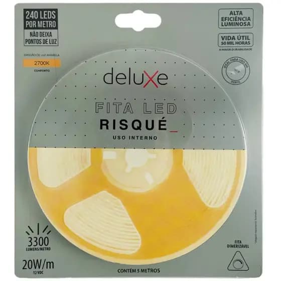 Fita Led avant Risque 20w 2700k Branco Quente 5 Metros 12v Ip20/sem fonte