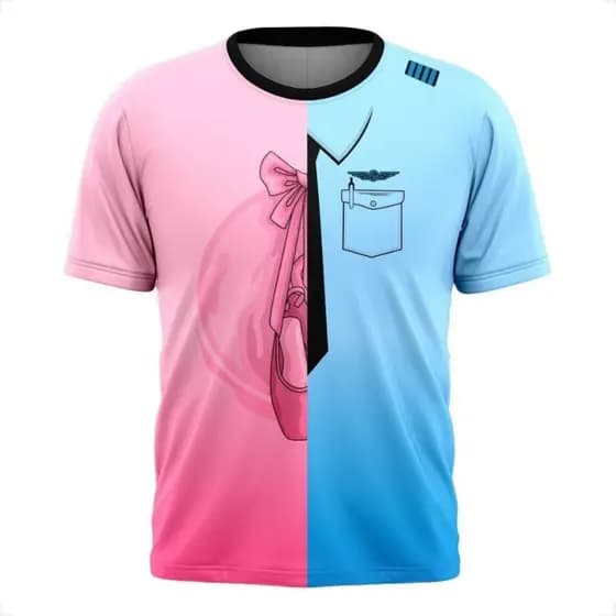 Camisa Chá Revelação Estampada Rosa E Azul Festa Surpresa Infantil