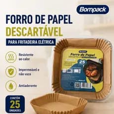 Forro De Papel Quadrado Air Fryer Forno E Microondas C/25 Unidades