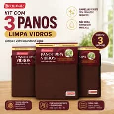 Kit 3 Panos Limpa Vidros Betthavale 40x40 Limpa Só Com Água Sem Manchar