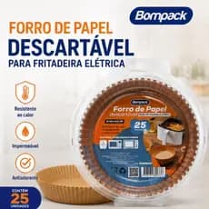 Forro De Papel Descartável Air Fryer Microondas e Forno Bompack C/25 Unidades