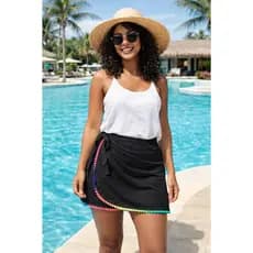 saia saida de praia,pareô,saida saia pompom,traje de banho
