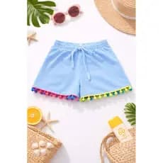short infantil,short,short pompom,short saida de praia