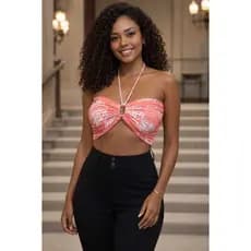 kit top faixa top de amarrar top croppped