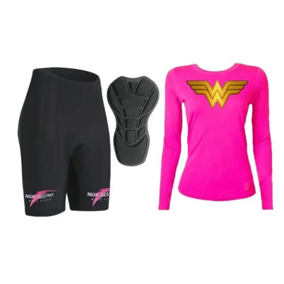 Conjunto Camiseta E Bermuda Ciclismo Bike Mtb Feminino Com Acolchoado Multigomos Profissional De Densidade D90