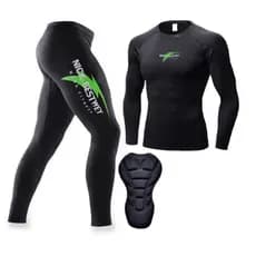 Conjunto Calça E Camiseta De Ciclismo Bike Profissional Acolchoada com Forro Camada Dupla D90