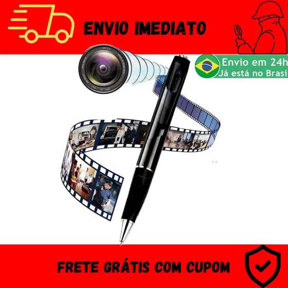 Caneta Câmera Disfarçada Escuta Gravador de voz e vídeo Filma HD Secreta escondida disfarçada