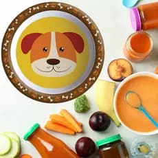 Prato Raso introdução refeição Divertido  Infantil Cachorro Pratinho de Criança –  alimentos 22cm