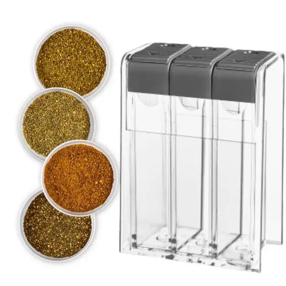 Porta Condimentos Temperos Elegante Transparente Dome 3 Peças Acrilico