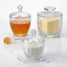 Kit Meleira Mantegueira Açucareiro Vidro Mel Açucar Luxo mesa posta cantinho café presente casamento
