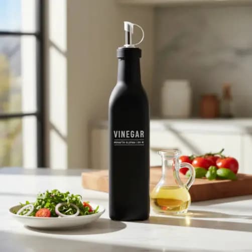 Galheteiro Vinagreiro Manhattan em Vidro/Silicone e Aço Inox 300ml 5x5x25cm - Hauskraft