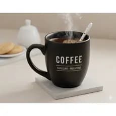 Caneca Café Coffee Porcelana 300ml Preta Bebidas Presente Escritório Cafereria bar cozinha cantinho