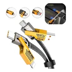 Cabo Usb 4 Em 1 65w Carregador Rápido Para iPhone Android 1m