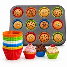 1 Forma Assadeira 12 Cavidades + 12 Formas De Silicone Cupcake Empada Antiaderente Muffin