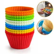 Kit 12 Formas Forminha Silicone Mini Cupcake Bolo Muffin Assadeira Multicoloridas