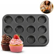 Forma Assadeira Antiaderente 12 Cavidades Cupcake Empada Pão De Queijo - Preto