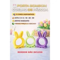 Porta Bombom Kit Coelho da Páscoa Lembrancinha Decorativa Suporte Festa