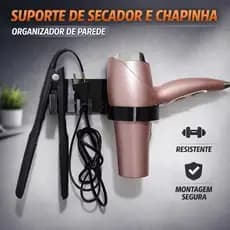 Suporte De Parede P/Secador de Cabelo e Chapinha - Organizador de secador de cabelo e chapinha