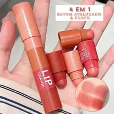 Conjunto de Batom Aveludado 4 Cores em 1 Matte Fosco À Prova D'água