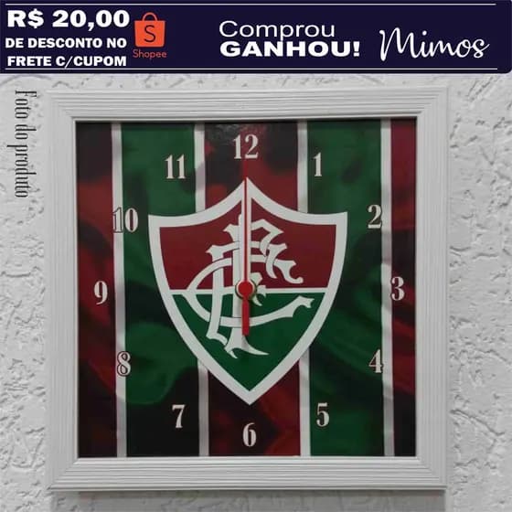 Relógio De Parede Decoração Com Moldura Fluminense