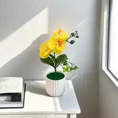 Arranjo De Flores Orquídeas Artificiais Com Vaso Para Decoração