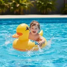 Boia Bote Inflável Infantil com Assento e alça formato Pato