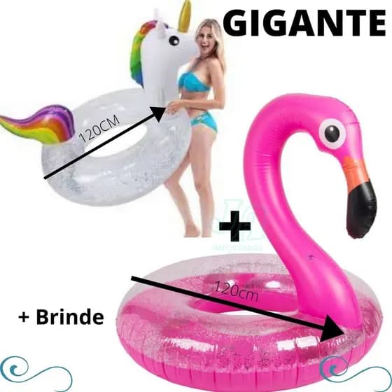 Kit Boia Flamingo e unicórnio Adulto piscina inflável super grande